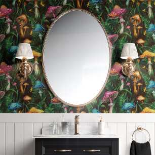 Kleurrijke paddenstoelen en varens behang