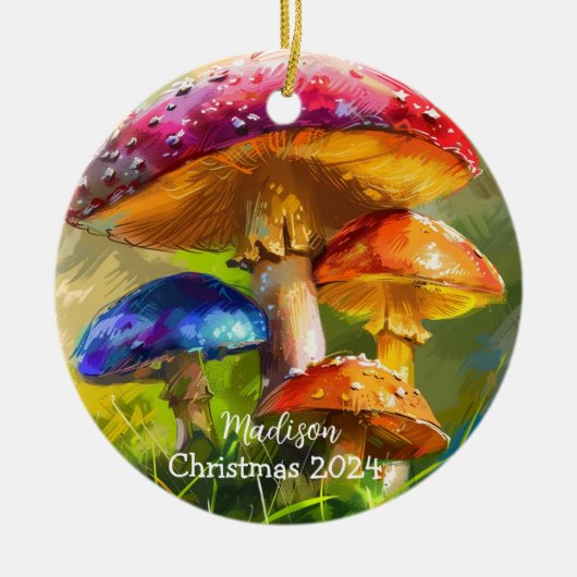 Kleurrijke paddenstoelen gepersonaliseerd Ornament (Voorkant)