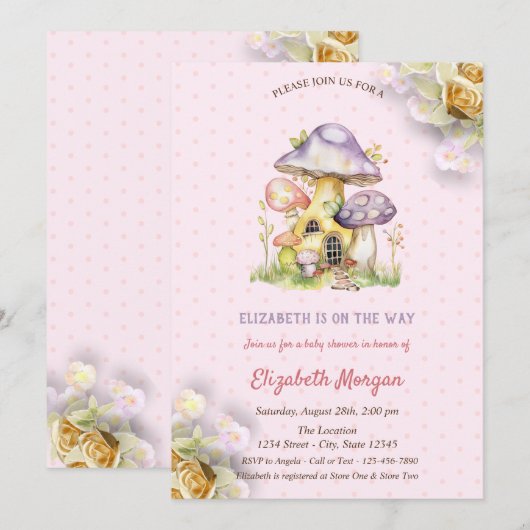 Kleurrijke Paddenstoelen Gouden Rozen Polka Dots Kaart (Voorkant / Achterkant)