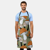 Kleurrijke paddenstoelen handtekening schort (Gedragen)