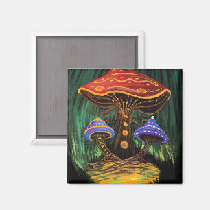Kleurrijke Paddenstoelen Kunst Whimsical Cottageco Magneet