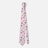 Kleurrijke paddenstoelen op een stevige roze achte stropdas (Voorkant)