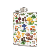 Kleurrijke paddenstoelen op wit heupfles (Links)