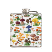 Kleurrijke paddenstoelen op wit heupfles (Achterkant)