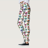Kleurrijke paddenstoelen op witte achtergrond leggings (Links)