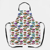 Kleurrijke paddenstoelen op witte achtergrond schort (Voorkant)