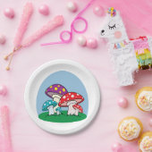 Kleurrijke paddenstoelen papieren bordje (Feest)