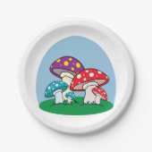 Kleurrijke paddenstoelen papieren bordje (Voorkant)