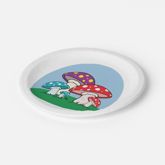 Kleurrijke paddenstoelen papieren bordje (Gekanteld)