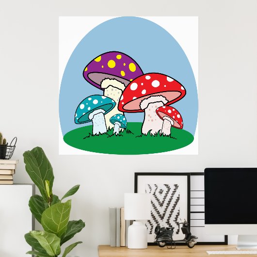 Kleurrijke paddenstoelen poster (Thuiskantoor)