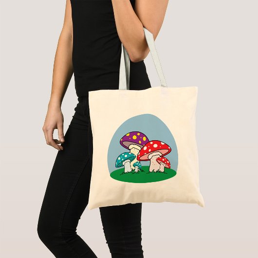 Kleurrijke paddenstoelen tote bag