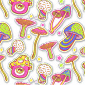 Kleurrijke paddenstoelen: verbluffend Magische Pla Sticker (Voorkant)