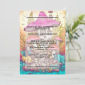 Kleurrijke Paddenstoelenwoning Hut Verjaardagsfees Kaart (Staand voorkant)