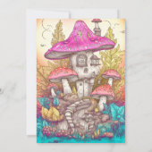 Kleurrijke Paddenstoelenwoning Hut Verjaardagsfees Kaart (Achterkant)