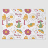 Kleurrijke Paddestoel, Regenboog en Daisies Patroo Tissuepapier (Voorkant)