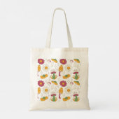 Kleurrijke Paddestoel, Regenboog en Daisies Patroo Tote Bag (Achterkant)