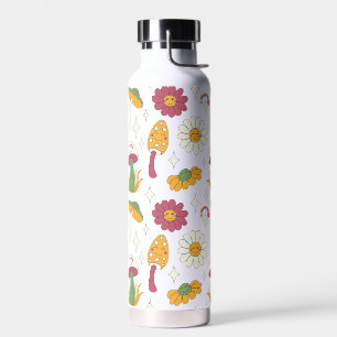 Kleurrijke Paddestoel, Regenboog en Daisies Patroo Waterfles