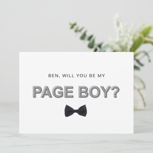 Kleurrijke paginajongen-aanzoekkaart met omlijnd l kaart (Staand voorkant)