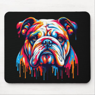 Kleurrijke Paint Drip Bulldog Muismat