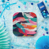 Kleurrijke Paint Effect Cool Aangepaste Verjaardag Papieren Bordje (Feest)