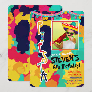 Kleurrijke Paint Fiesta Verjaardagsfeestfoto Alle Kaart