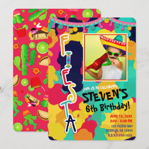 Kleurrijke Paint Fiesta Verjaardagsfeestfoto Alle Kaart