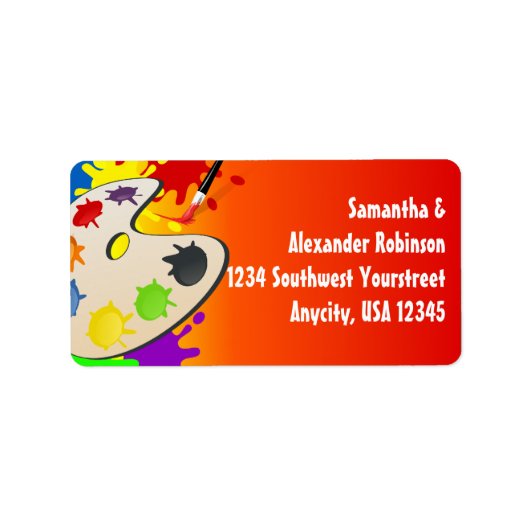 Kleurrijke Paint Palette Art Schilderij Verjaardag Etiket (Voorkant)