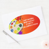 Kleurrijke Paint Palette Art Schilderij Verjaardag Ovale Sticker (Envelop)