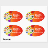 Kleurrijke Paint Palette Art Schilderij Verjaardag Ovale Sticker (Vel)