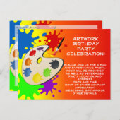 Kleurrijke Paint Palette Art Schilderij Verjaardag Uitnodiging Briefkaart (Voorkant / Achterkant)