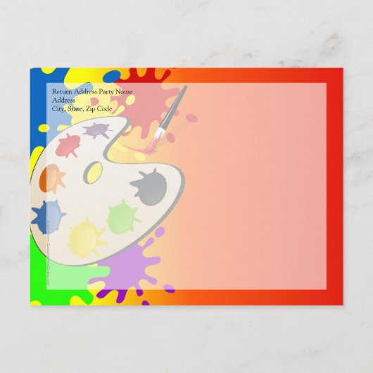 Kleurrijke Paint Palette Art Schilderij Verjaardag Uitnodiging Briefkaart (Achterkant)