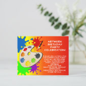 Kleurrijke Paint Palette Art Schilderij Verjaardag Uitnodiging Briefkaart (Staand voorkant)