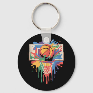 Kleurrijke Paint Splash Basketball Artistic Slam D Sleutelhanger