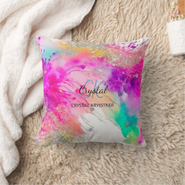 Kleurrijke Paint Splash monogram Kussen