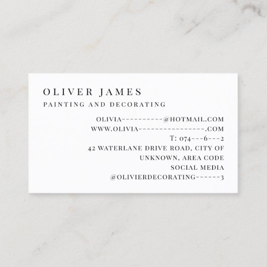 Kleurrijke Paint Splash Schilder en Decorator Arti Visitekaartje (Achterkant)