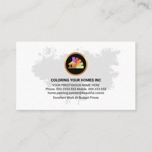 Kleurrijke Paint Spletters Gold Brush Visitekaartje (Achterkant)
