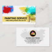 Kleurrijke Paint Spletters Gold Brush Visitekaartje (Voorkant / Achterkant)