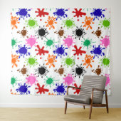 Kleurrijke Paint Spletters Patroon in Wit Wandkleed (In Situ (horizontaal))