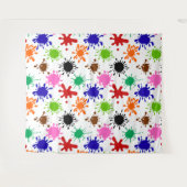 Kleurrijke Paint Spletters Patroon in Wit Wandkleed (Voorkant (horizontaal))