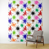 Kleurrijke Paint Spletters Patroon in Wit Wandkleed (In situ)