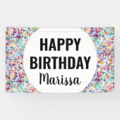 Kleurrijke Paint Stippen Custom Birthday Spandoek (Horizontaal)