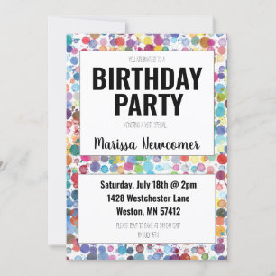 Kleurrijke Paint Stippen Tiener Verjaardagsfeest U Kaart