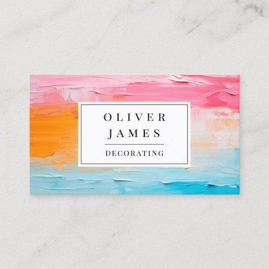 Kleurrijke Paint Streak Schilder en Decorator Arti Visitekaartje (Voorkant)