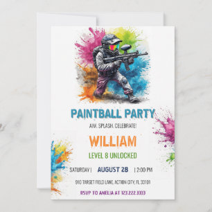 Kleurrijke Paintball Gamer Jongen 8e Verjaardag Kaart