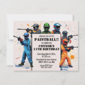 Kleurrijke Paintball Theme Kinderverjaardagsfeestj Kaart (Voorkant)