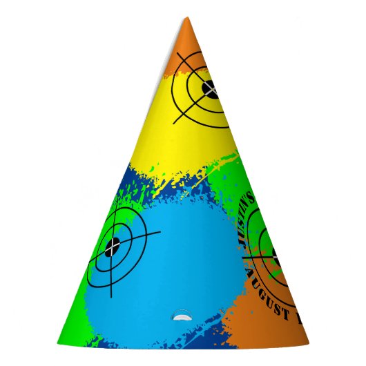 Kleurrijke paintball verjaardagsfeestjes petten vo feesthoedjes (Links)