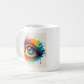 Kleurrijke Painted Abstract Eye Coffee Mok (Voorkant links)