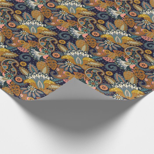Kleurrijke Paisley: bloemenIndiaas behang. Cadeaupapier (Hoek)