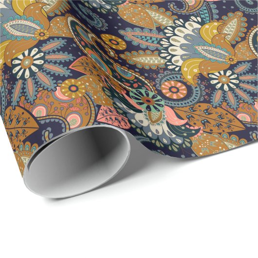 Kleurrijke Paisley: bloemenIndiaas behang. Cadeaupapier (Rol Hoek)