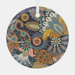 Kleurrijke Paisley: bloemenIndiaas behang. Glas Ornament